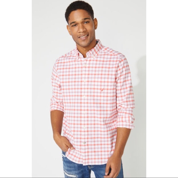 Nautica Classic Fit Long Sleeve Plaid Oxford Shirt - Picture 2 of 6